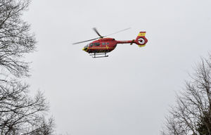 The Midlands Air Ambulance leaves the scene