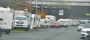 A group of travellers set up their camp on Stafford Park 18 in Telford