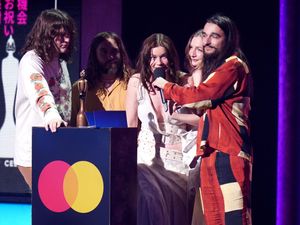 Supporting image for story: Wet Leg appear to poke fun at Arctic Monkeys as they win two Brit awards