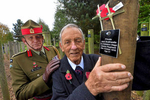 New Zealand Defence Advisor from London, Evan Williams, and David Braithwaite from Hamilton in New Zealand - family of Private Cecil James 'Jack' Braithwaite