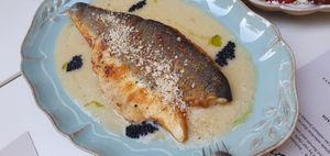 A magnificent sea bass as part of the main course