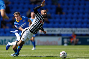 Tom Flanagan of Shrewsbury Town and David McGoldrick of Notts County (AMA)