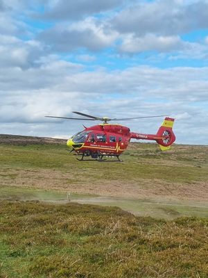 Emergency services, including the Midlands Air Ambulance, were called to Carding Mill Valley just before 5pm on Sunday, May 4. Photo: Church Stretton Fire Station