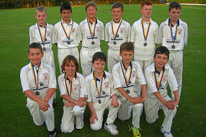 Runners-up Bridgnorth: D Galloway, H Beckett, R Westwood, N Roberts, J D'Arcy, M Whitehead. Front: D Overton, G Childs, W Leath, T Cowell and R Blower.