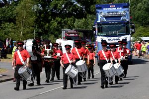 A marching band bring pomp and circumstance to Shifnal Carnival