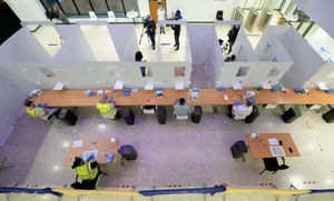 Inside the Civic Centre's testing site