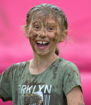 The runners were left covered in mud after the course