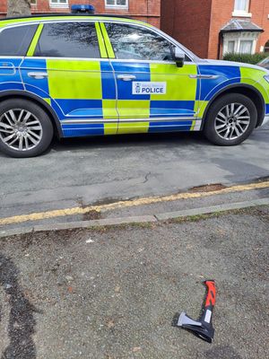 A man has been arrested by armed officers after they entered Goldsmiths in Oswestry with an axe and stole cash. Picture: Oswestry and Ellesmere Police. 