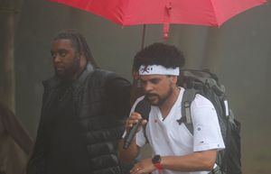 Telford rapper Trademark Blue hiked up the Wrekin, rapping non-stop with a PA system strapped on his back, to raise funds for charity. Picture: Krisography