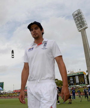 England's Alastair Cook appears dejected after losing the match and the Ashes