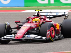 Ferrari driver Lewis Hamilton in action in Bahrain