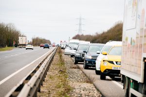 Queues of traffic build up