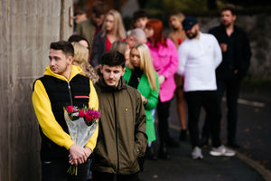 Mourners at the funeral of Rebecca Steer