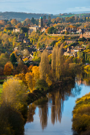 Early morning light picks out autumn colours at Bridgnorth and along the River Severn, seen from High Rock. Picture: John Hayward / Shropshire and Beyond