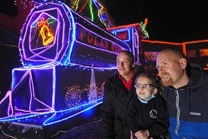 Supporting image for story: Wolverhampton mechanic creates Polar Express in lights to help fundraising - with video