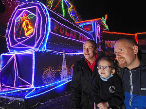 Supporting image for story: Wolverhampton mechanic creates Polar Express in lights to help fundraising - with video