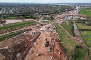Construction work continues on the HS2 line in Water Orton near Birmingham.