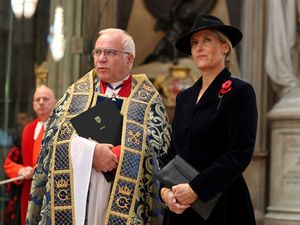 The Duchess of Edinburgh, with the Dean of Westminster, the Very Reverend Dr David Hoyle, at Westminster Abbey
