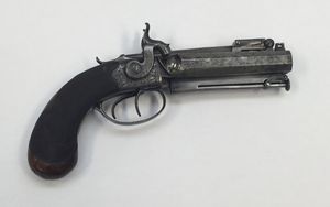 A rare double barrel percussion cap pistol.