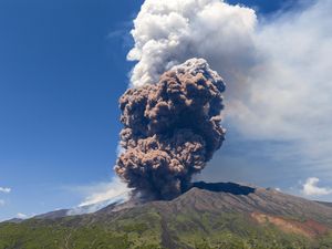 Supporting image for story: Sicily’s Mount Etna volcano sends smoke and ash miles into the air