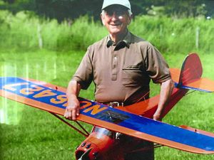 Mike's father Barry with one of his model aeroplanes