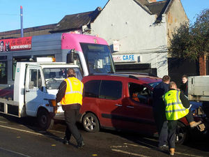 Supporting image for story: Four vehicles damaged as Midland Metro tram crashes in Wolverhampton