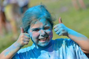 Five-year-old Chloe Murray gives the event a thumbs up