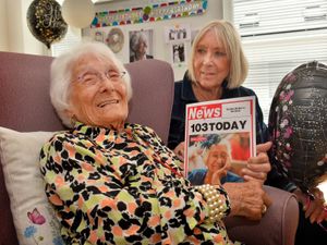 Supporting image for story: Smiling woman with 20 great-grandchildren celebrates 103rd birthday surrounded by loved ones