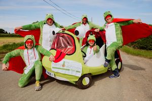 From left, Matt Jones, Stephen Johnson, Nick Onions, Jim Dale (in driver's seat) and Duncan Roberts



