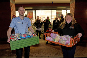 Richard Watson and fundraiser Zara Sands with some of the volunteers helping make the deliveries