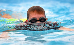 Eddie Pigg, 10, tries out the pool