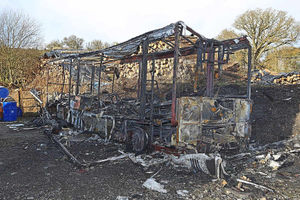 Supporting image for story: Aftermath of blaze which destroyed garage workshop