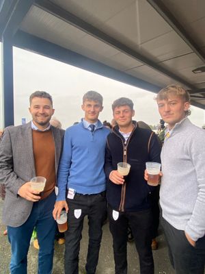 Sheltering from the rain, pictured from left, Ian Gough Norman Roberts, Frank Roberts, Albert Roberts, from JSR Construction, Chelmarsh, near Bridgnorth