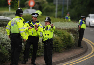 There was a heavy police presence throughout the town