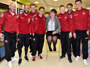 Supporting image for story: Saddlers stars bring festive cheer to youngsters at Walsall's Manor Hospital