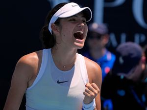 Emma Raducanu celebrates after defeating Ekaterina Alexandrova