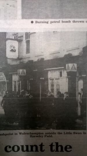 The Little Swan pub in Horseley Fields was another flashpoint in Wolverhampton