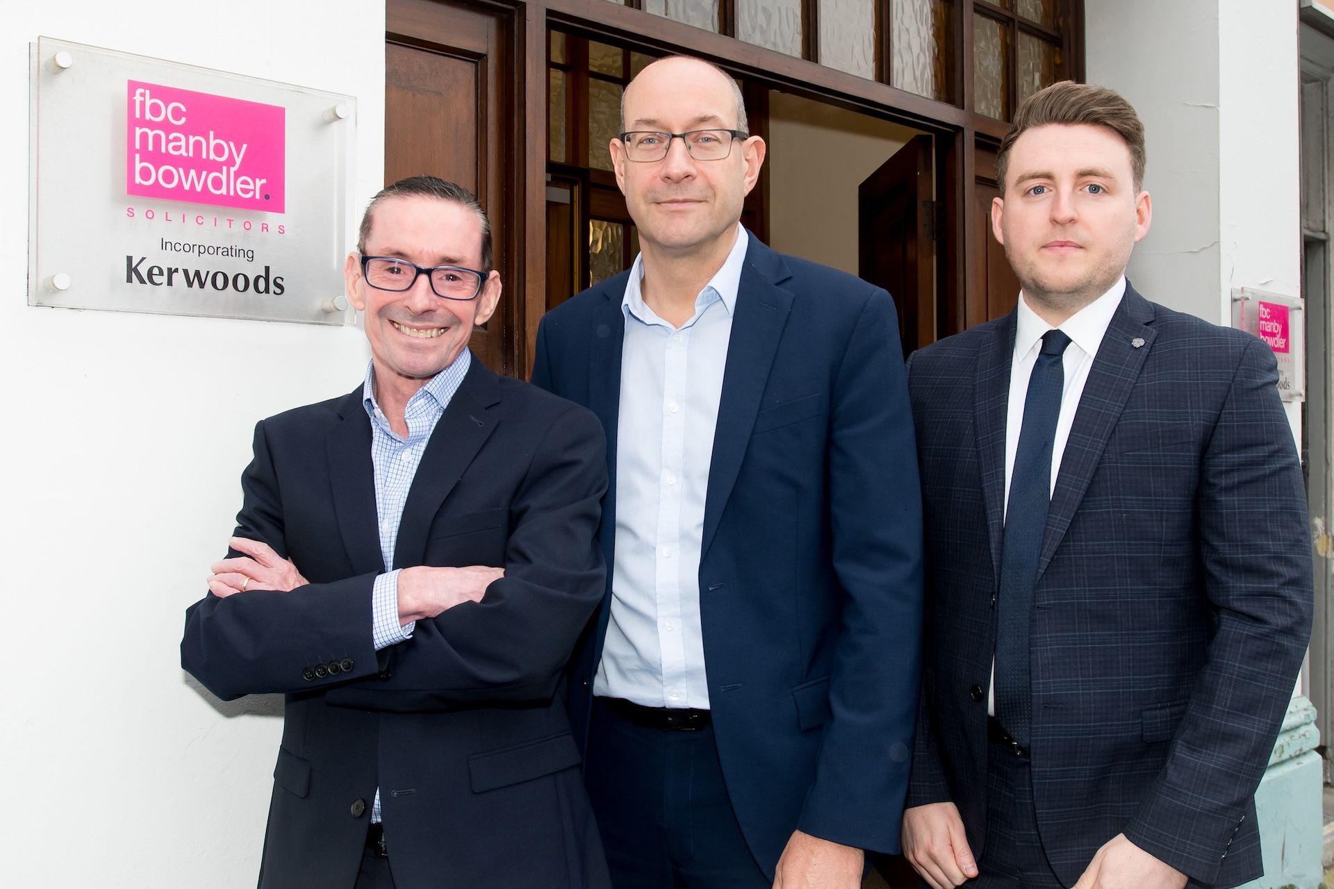 Finance and IT director, Ian Greaves and associate Jamie Callaghan join FBC Manby Bowdler's CEO Neil Lloyd (centre) 