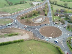 Supporting image for story: Paramedics sent after car rolls over and hits lamppost at busy Oswestry roundabout