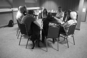 Rehearsal shots of cast for Reparation Island by the Driver Project and the Royal British Legion at the Birmingham Hippodrome
