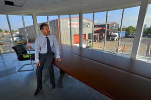Henry Carver in the new board room.