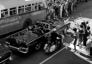John F Kennedy's motorcade shortly before his assassination in Dallas in 1963