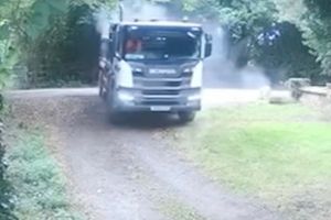 Footage released by Warwickshire Rural Crime Team shows the moment a lorry drive crashed into a 5ft-tall William Gladstone memorial cross in Lea Marston, Warwickshire, in August 2024.