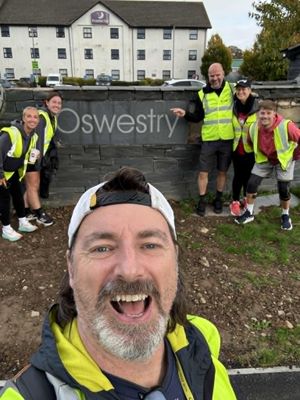 (Front) Jason Kelly with members of the Walk4Lib team at Oswestry