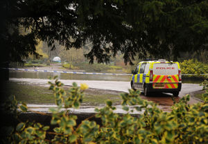 Police tape around a lake in West Park near where the body was found