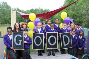 Staff and pupils at St Teresa's Catholic Primary Academy celebrating the Ofsted result
