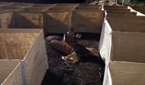 The bomb was surrounded by sandbags before being detonated