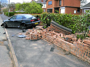Supporting image for story: Wall destroyed after Burntwood car crash