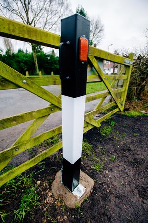 A new bollard at the Linton Road entrance