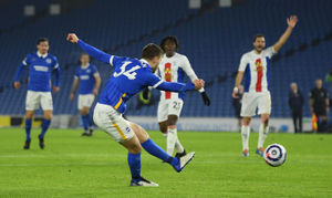 Brighton and Hove Albion's Joel Veltman scores